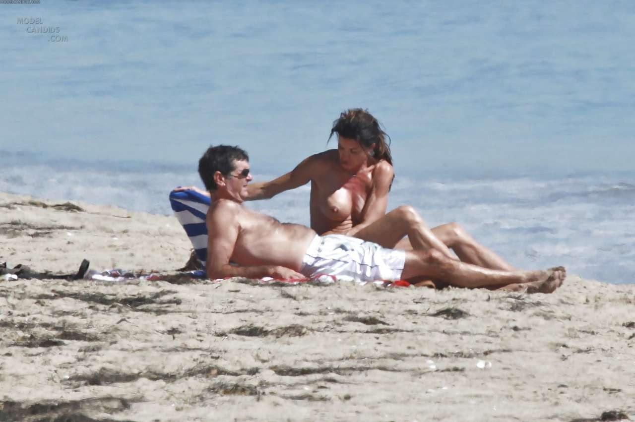 Janice Dickinson showing her nice big tits on beach paparazzi pictures #75285460