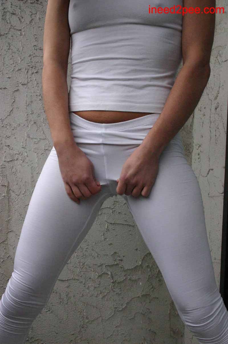 Very sexy petite chick peeing in her white tight pants #76585015