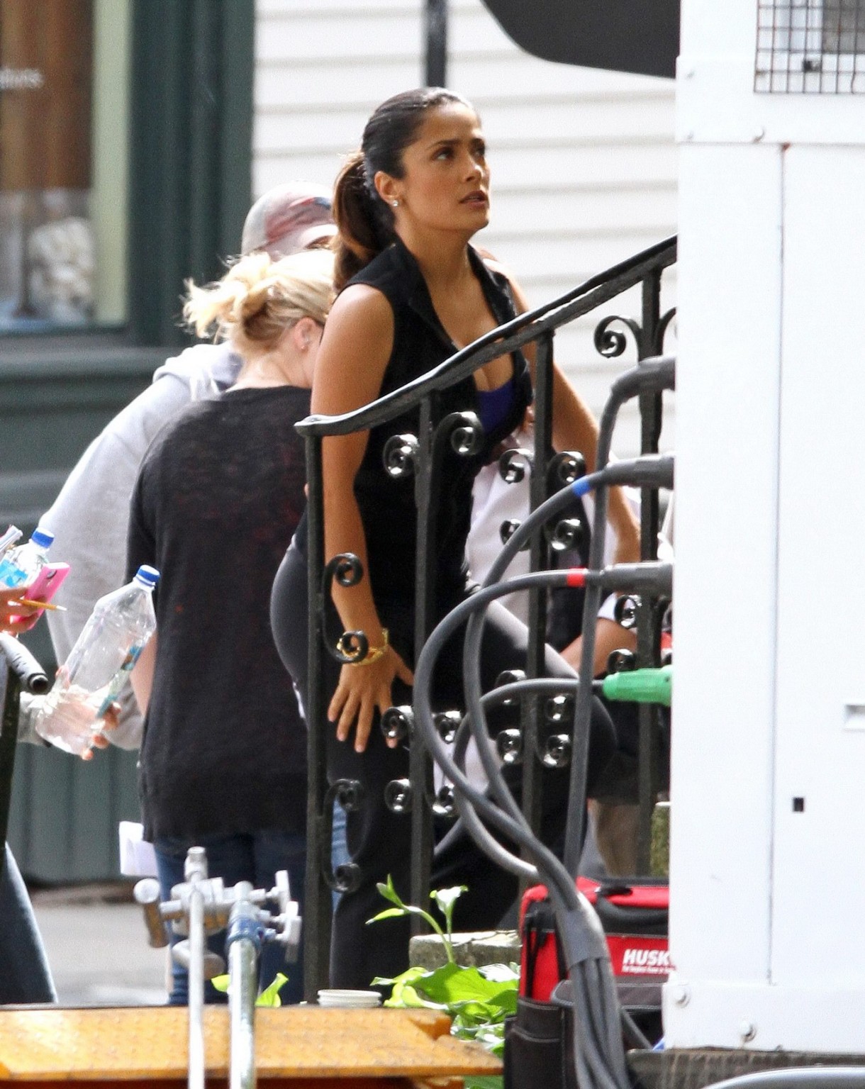 Salma Hayek showing awesome cleavage on set of 'Grown Ups 2' in Marblehead #75259848