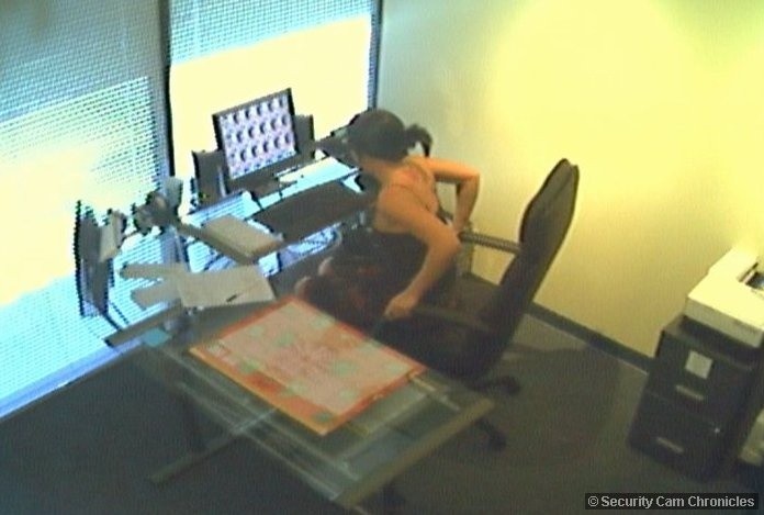 Naughty Receptionist Caught Masturbating In The Office