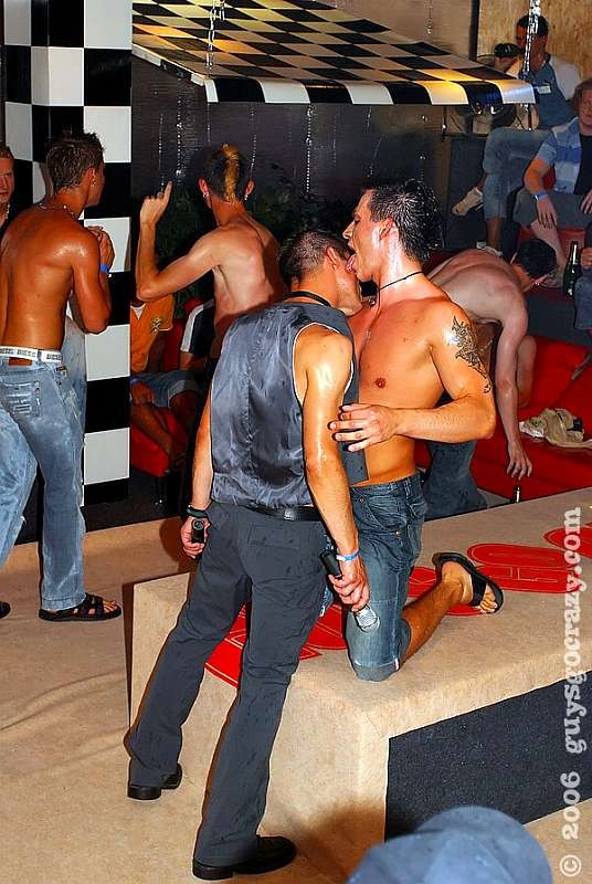 Gay guys fighting for a taste of malestrippers dick at an orgy #77000260
