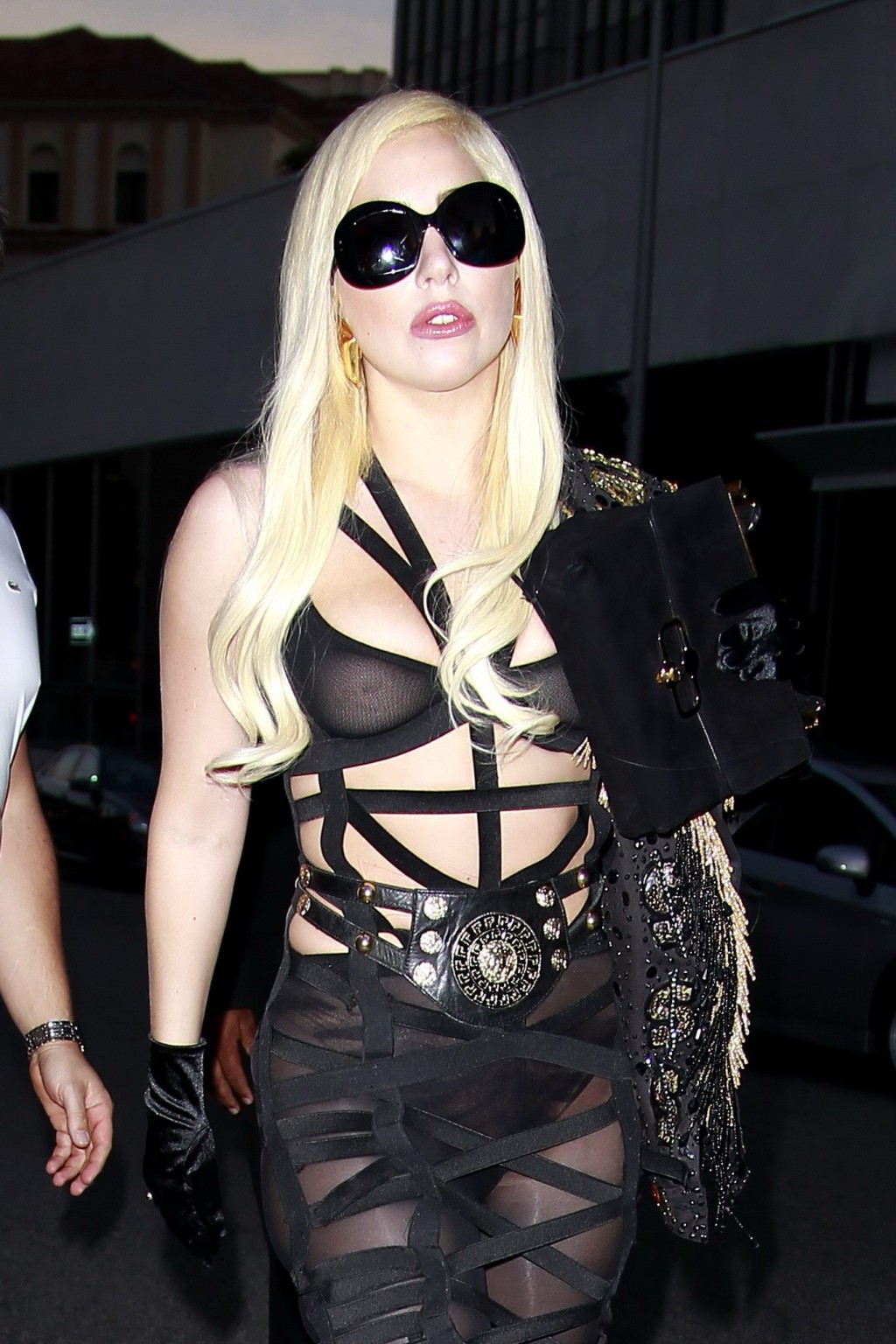 Lady Gaga showing boobs in see through bra outside Mr. Chow's in Beverly Hills #75257856
