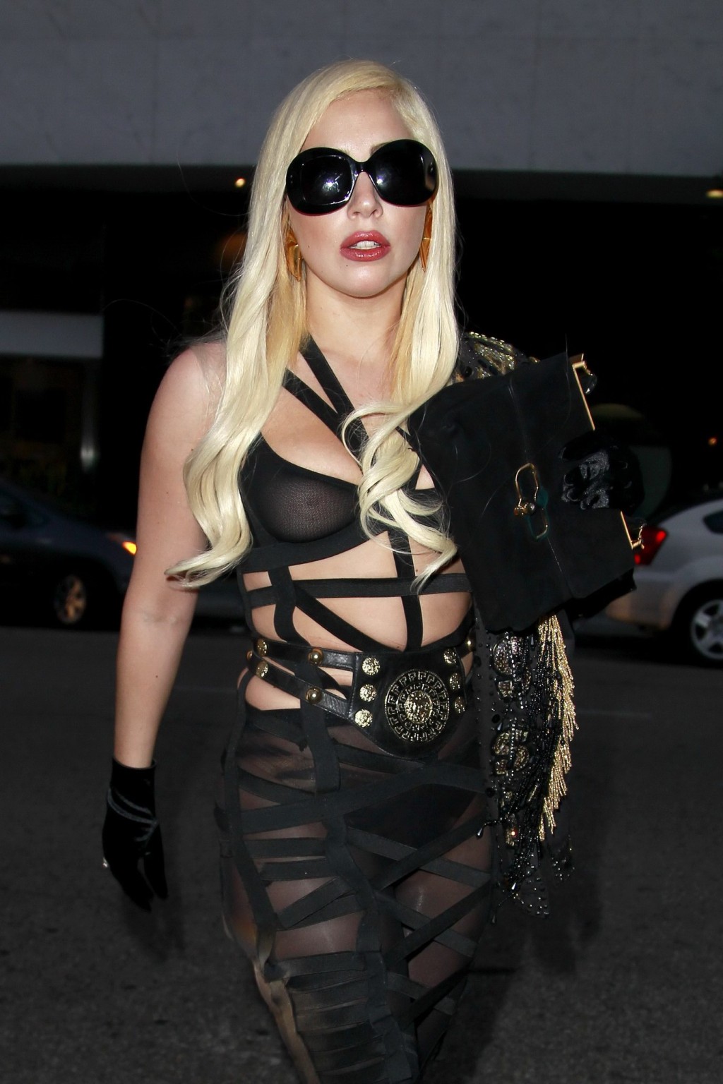Lady Gaga showing boobs in see through bra outside Mr. Chow's in Beverly Hills #75257863