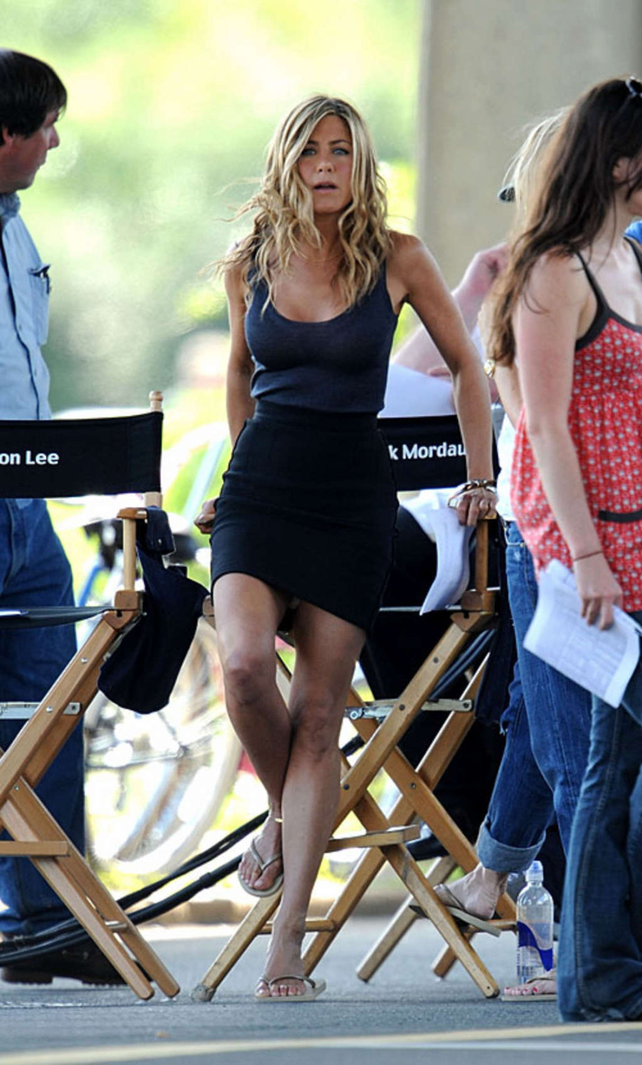 Jennifer Aniston almost upskirt and exposing her great tits and nice legs #75383903