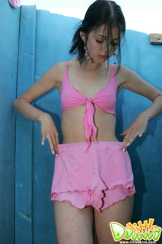 Small breasted teen strips in sexy pink swimsuit #67825326