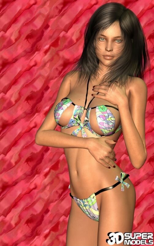 Brunette animated cg babe posing in a sexy bikini #69546406