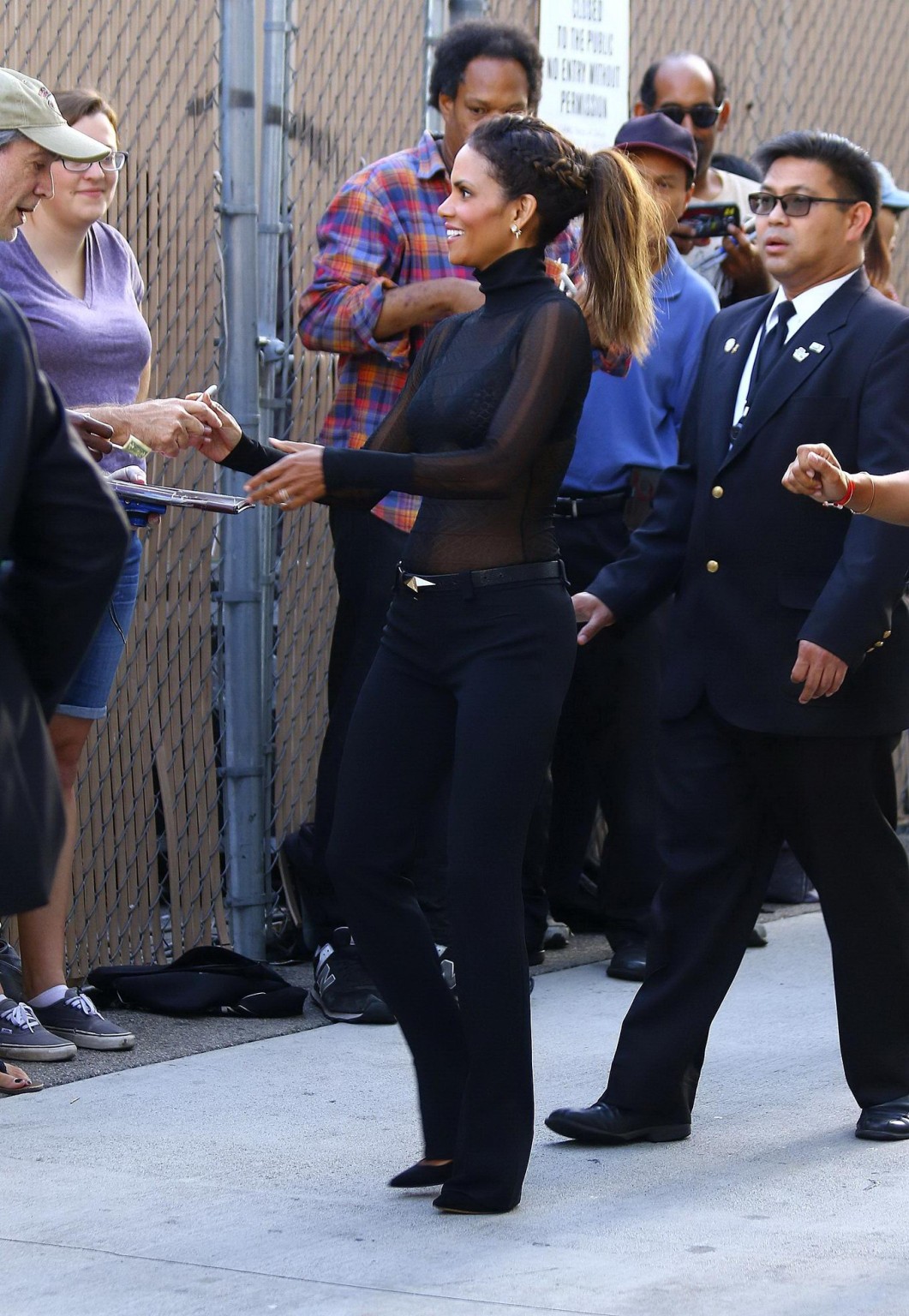 Halle Berry see through to bra heading to a show