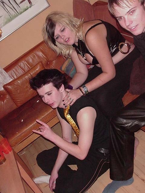 Goth teens getting naked and wild at a party #76396213