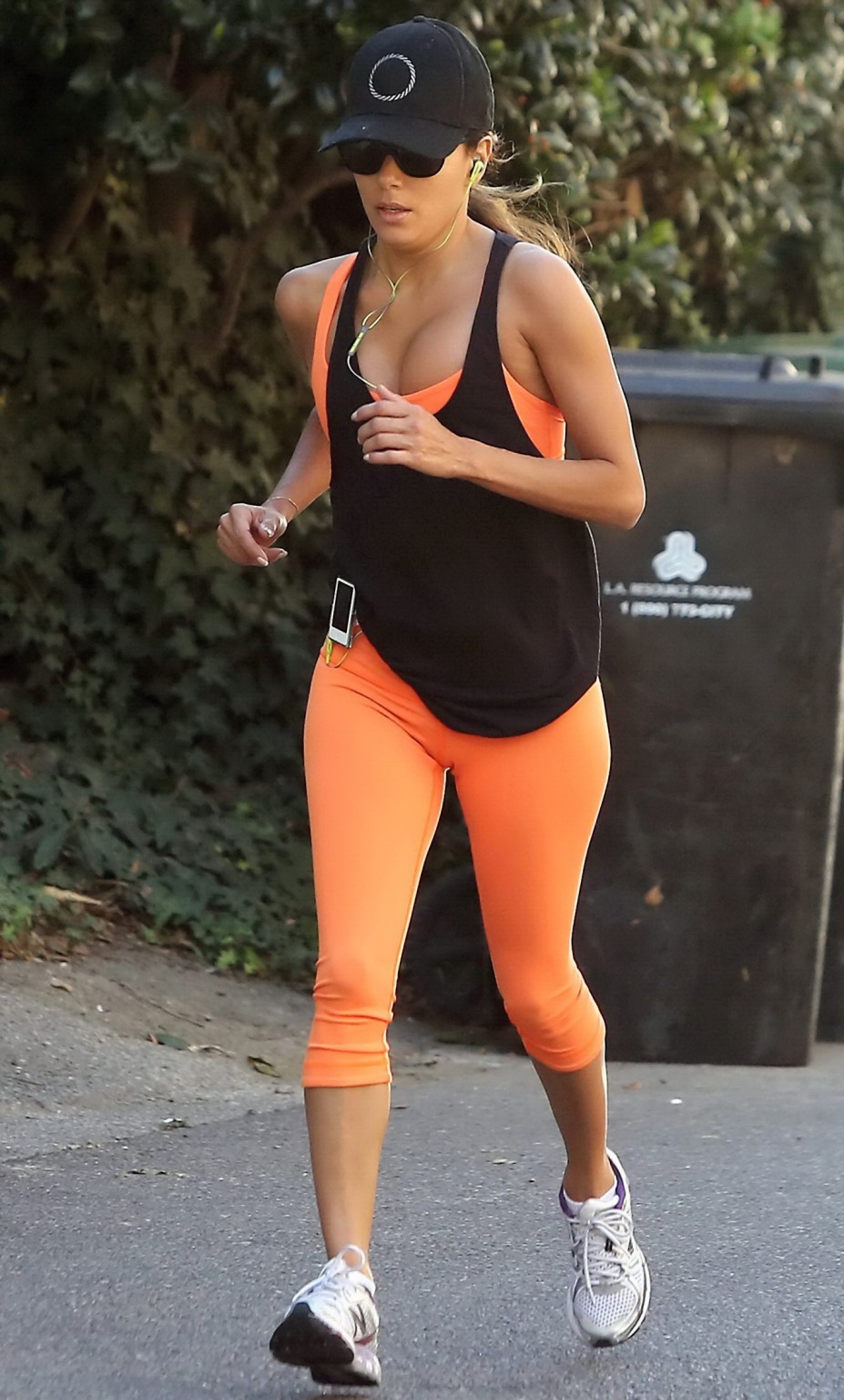 Eva Longoria jogging in tight sports outfit showing cleavage, ass  cameltoe out  #75213910