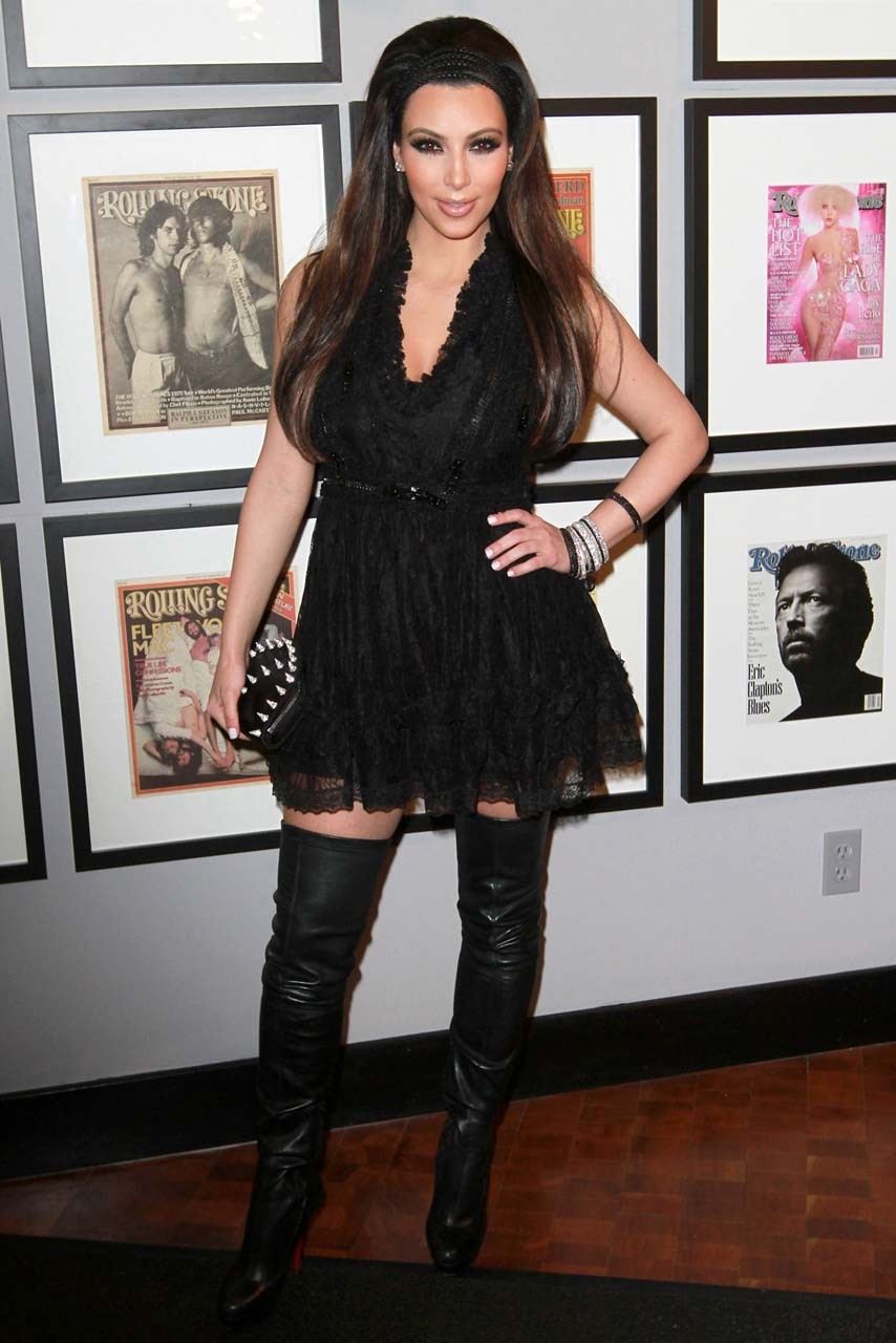 Kim Kardashian in fuckme boots and black mini skirt paparazzi pictures #75316053