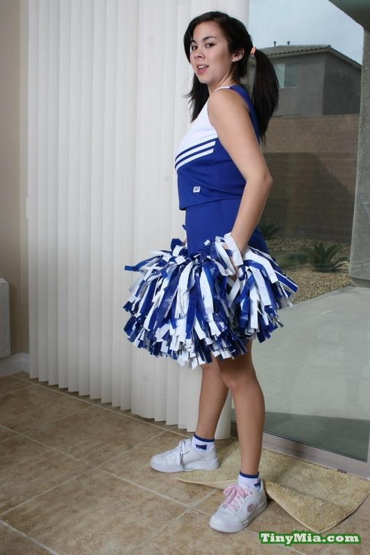 Asian Tiny Mia shows off her cheerleader outfit #69986497