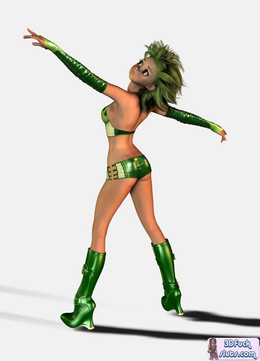 3D toon girl with green hair #69698910
