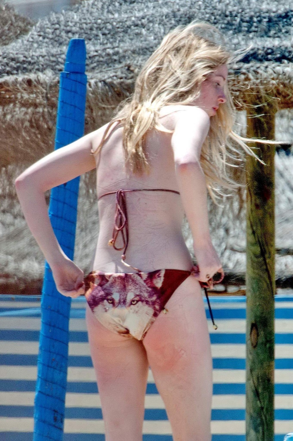 Diana vickers portant un bikini imprimé loup au bord d'une piscine en Espagne
 #75196804