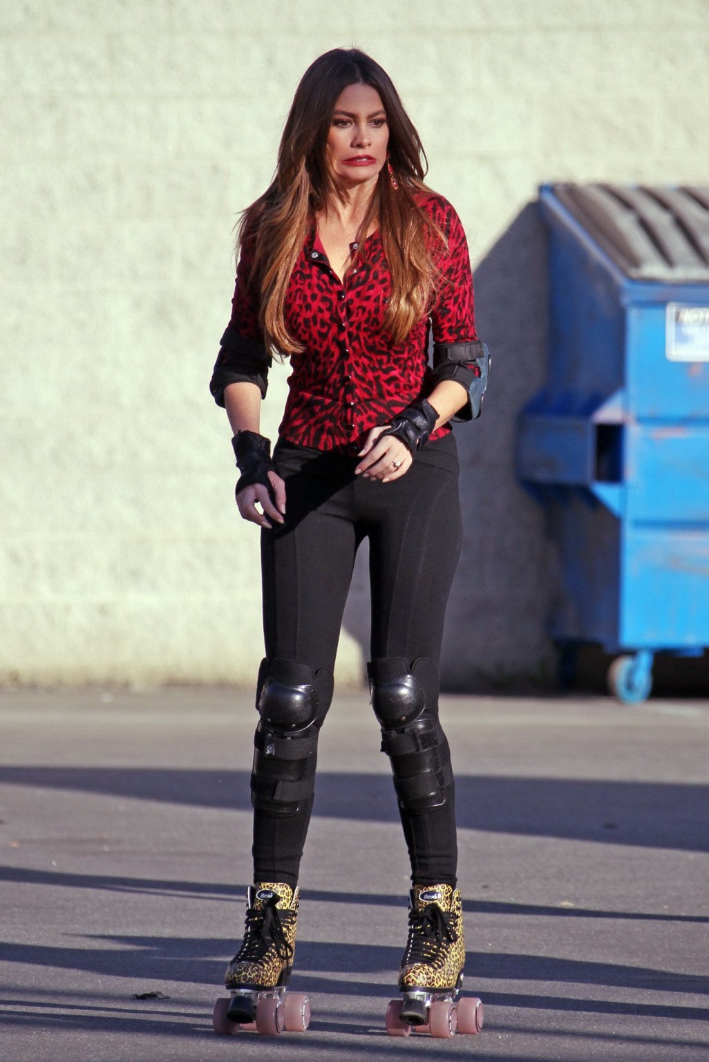 Sofia Vergara shows off her ass in tights while skating on the 'Modern Family' s #75240395