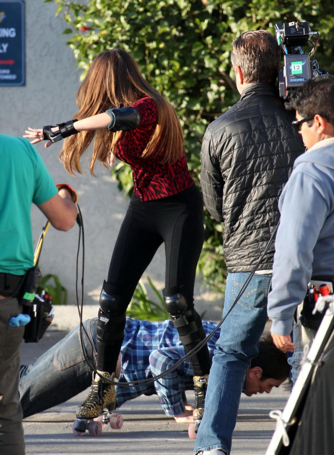 Sofia Vergara shows off her ass in tights while skating on the 'Modern Family' s #75240439