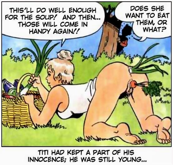 Bande dessinée porno de titi frecoteur et mature baise par des légumes
 #69630922