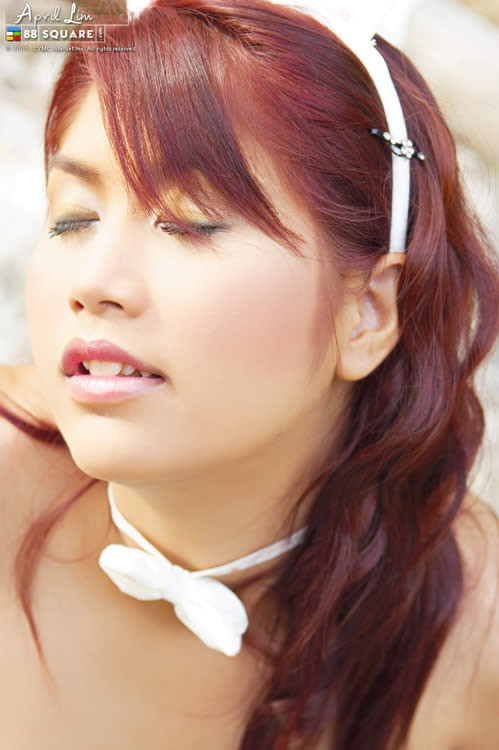 Wunderschönes asiatisches Model trägt Hasenohren
 #70003273