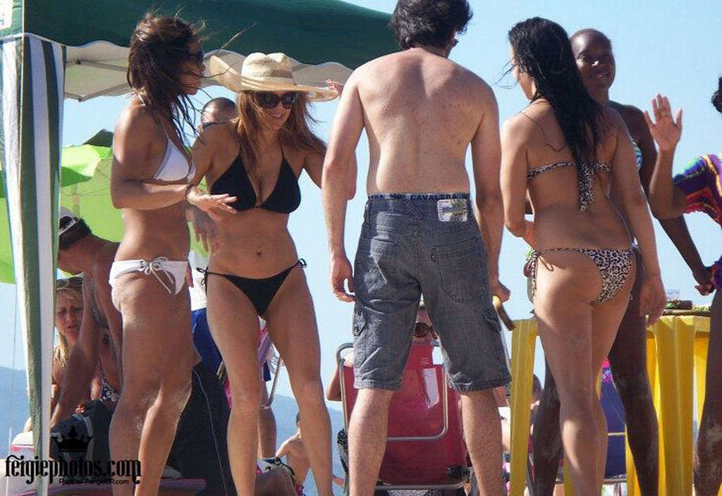 Stacy Ferguson showing sexy body and hot ass in thong on beach #75327871