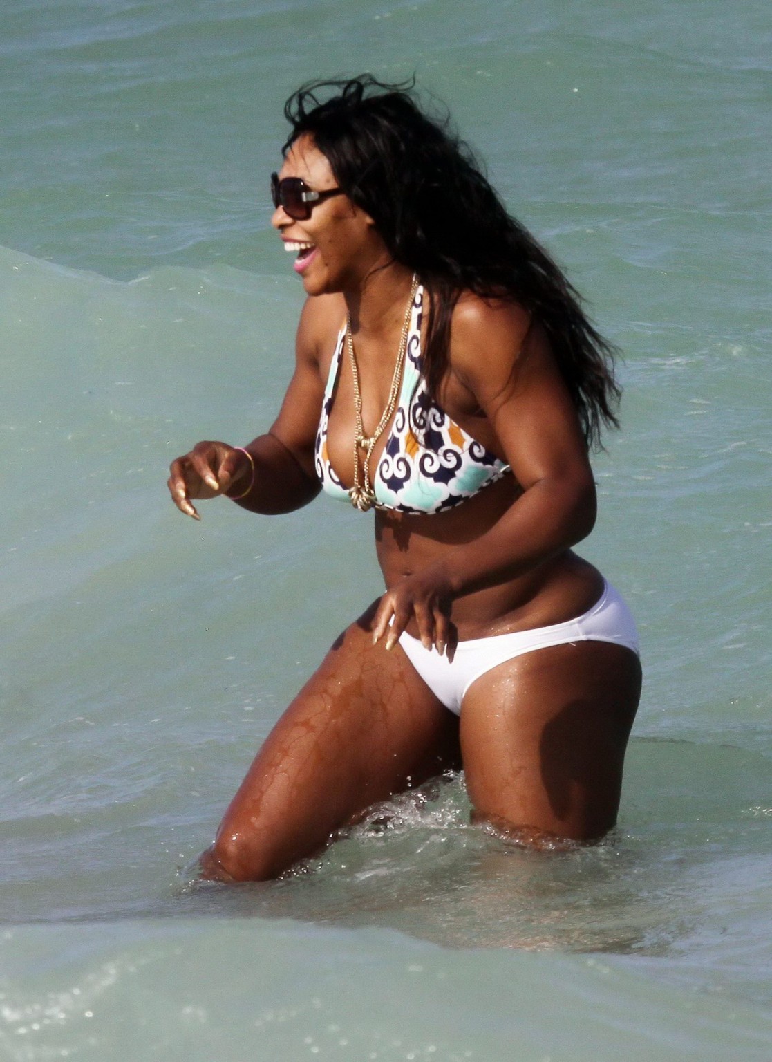 Serena Williams showing off her big booty in bikini on Miami beach #75330521