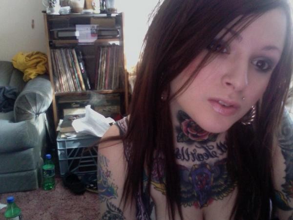 Tattooed emo teen girlfriends pose in homemade pix #79428625