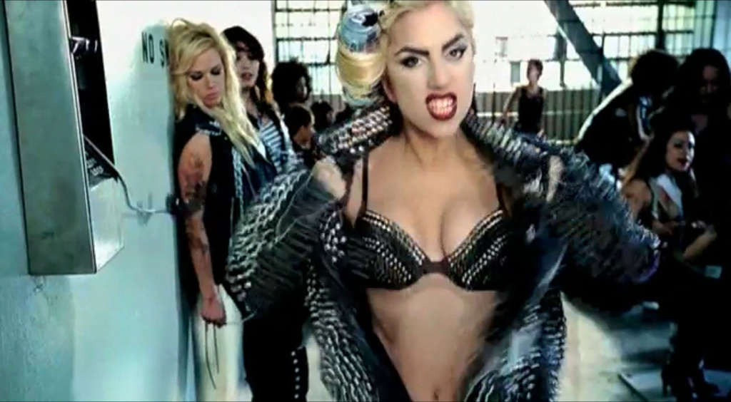 Lady Gaga showing her nice ass in thong in women prison in new video spot #75356542