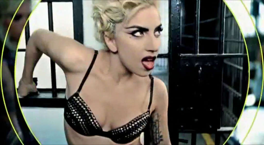 Lady Gaga showing her nice ass in thong in women prison in new video spot #75356547