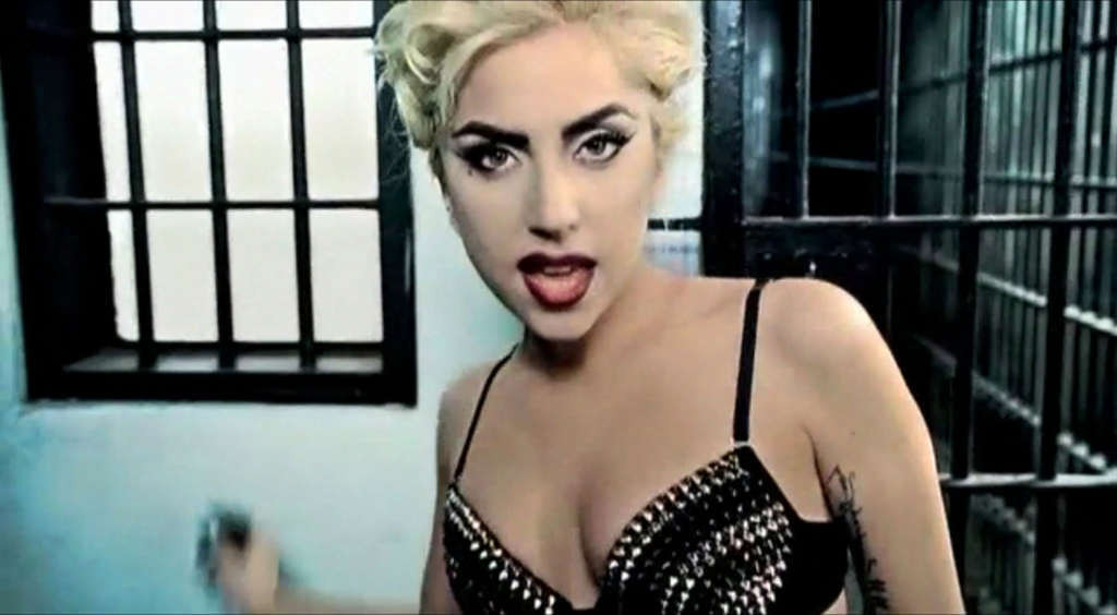 Lady Gaga showing her nice ass in thong in women prison in new video spot #75356549