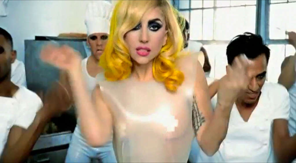 Lady Gaga showing her nice ass in thong in women prison in new video spot #75356568
