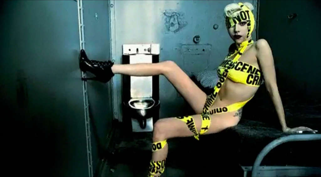 Lady Gaga showing her nice ass in thong in women prison in new video spot #75356580