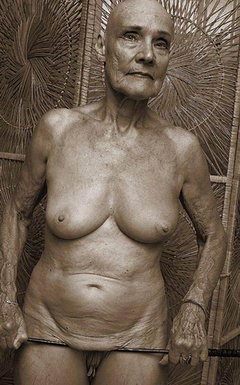 very old grannies shows their wrinkled bodies #77198032