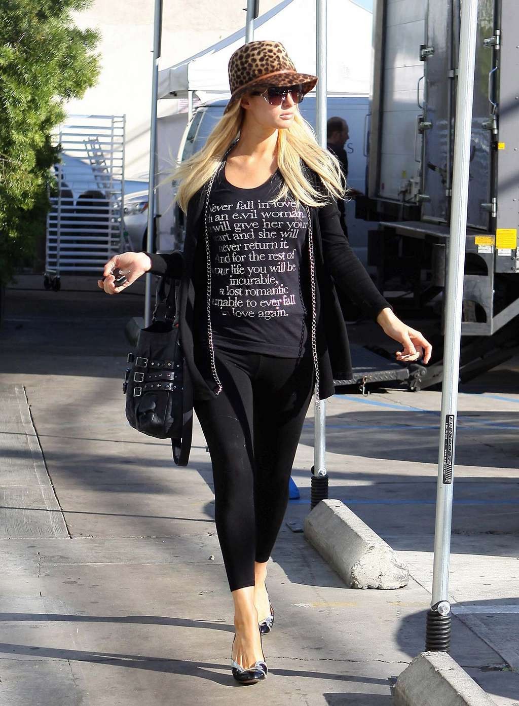 Paris Hilton in see thru leggings flashing her ass on street paparazzi pictures #75325703