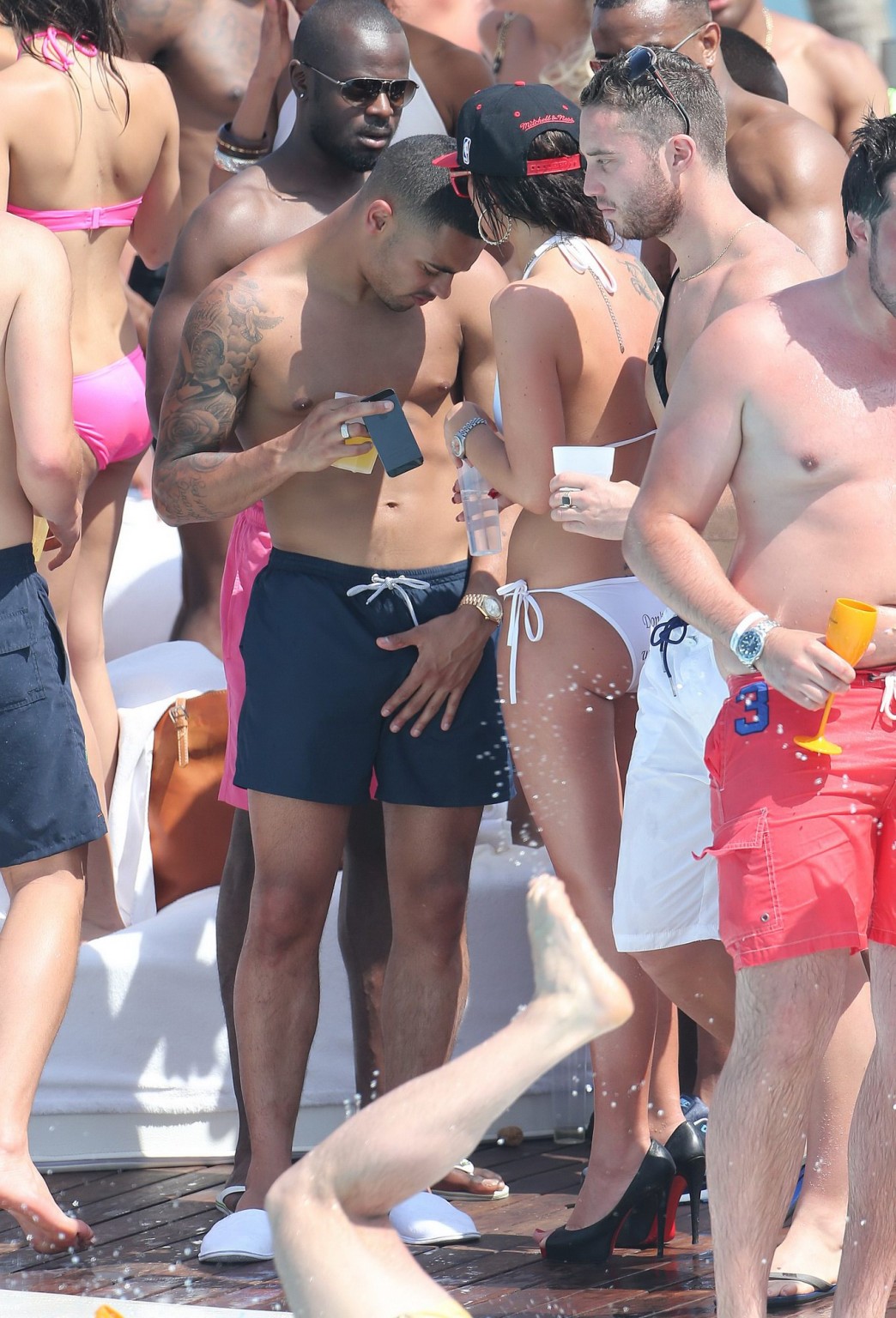 Tulisa Contostavlos wearing white string bikini at the beach party in Marbella #75230870