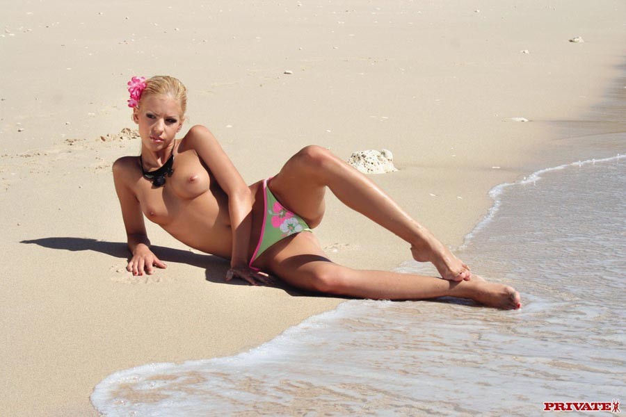 Blonde pornstar Boroka Balls in awesome beach sex action #72259038