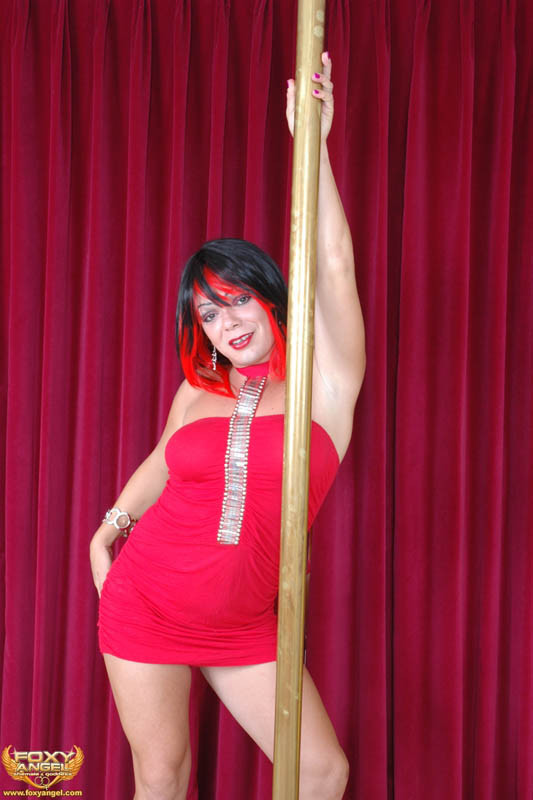 Tgirl In a Red Dress Stripping #79235856