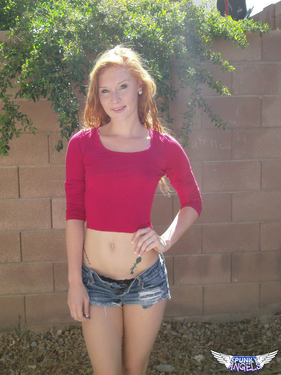 Cute redhead teen Alex Tanner shows off her perfect perky tits outdoors #72588406