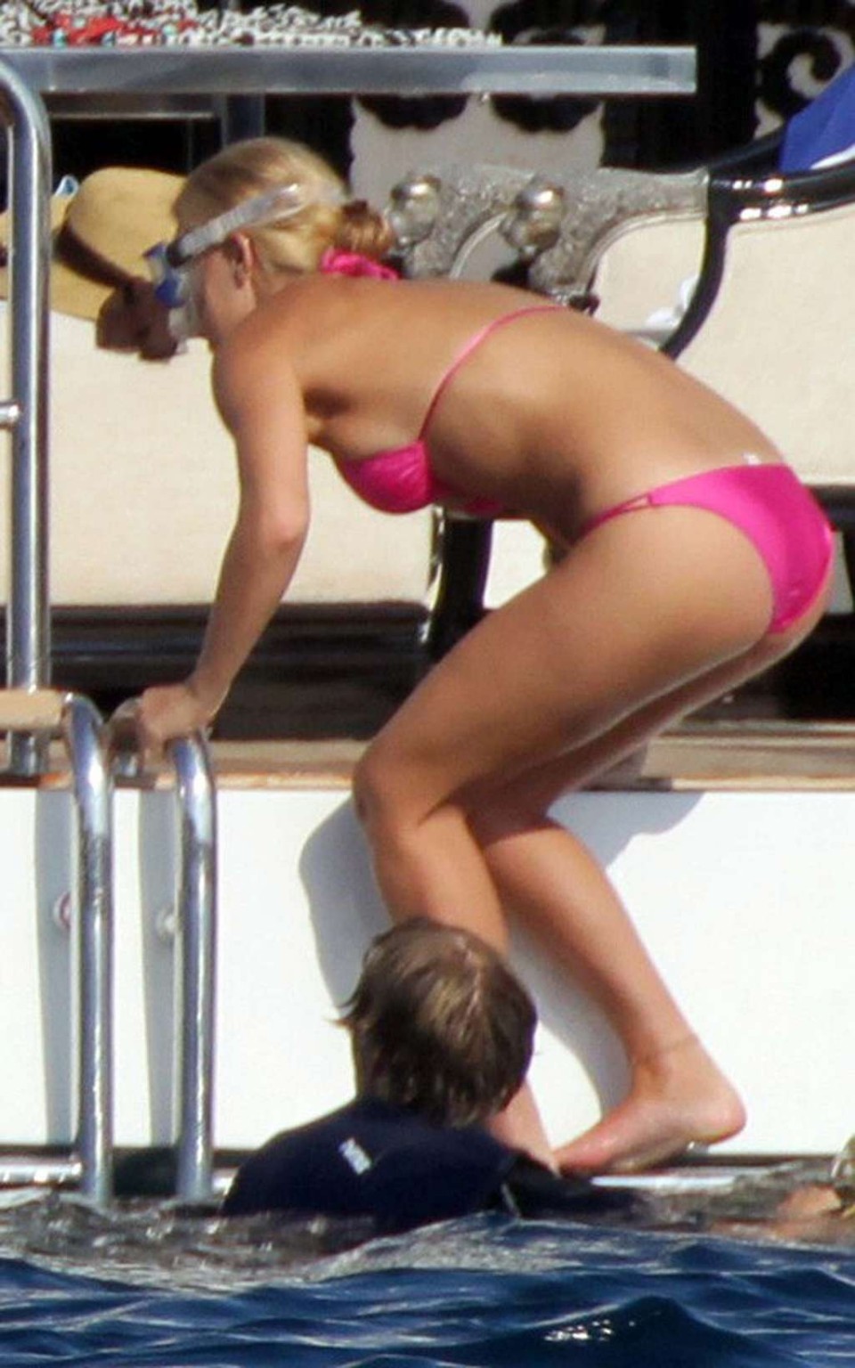 Bar Refaeli looking very sexy in red bikini on yacht paparazzi pictures #75336763