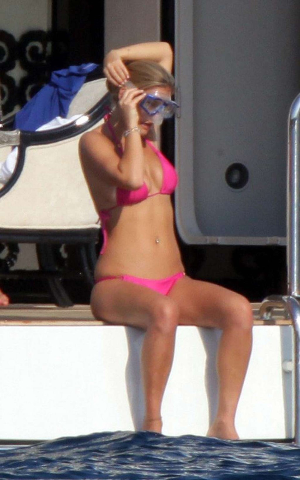 Bar Refaeli looking very sexy in red bikini on yacht paparazzi pictures #75336768