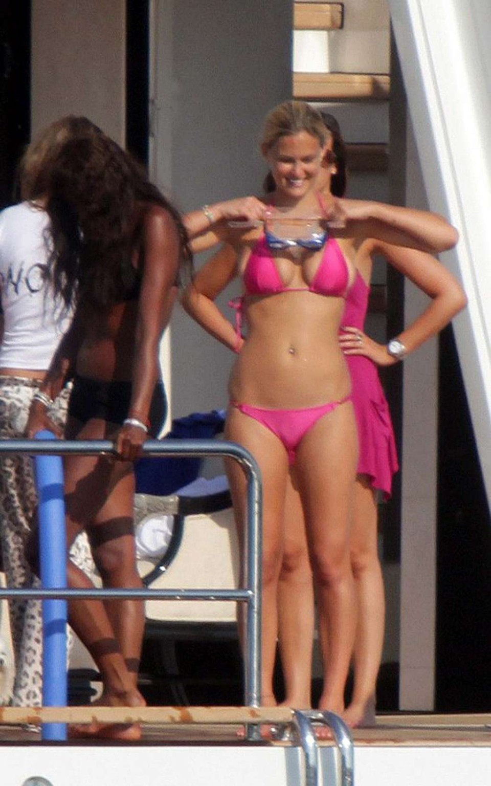 Bar Refaeli looking very sexy in red bikini on yacht paparazzi pictures #75336818