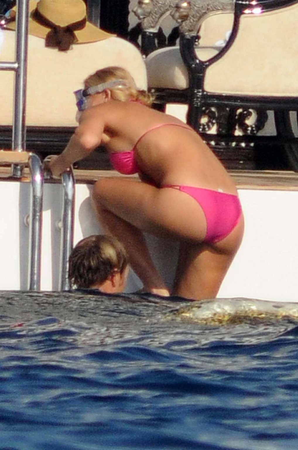 Bar Refaeli looking very sexy in red bikini on yacht paparazzi pictures #75336843