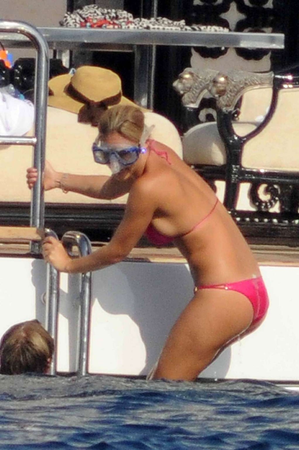 Bar Refaeli looking very sexy in red bikini on yacht paparazzi pictures #75336855