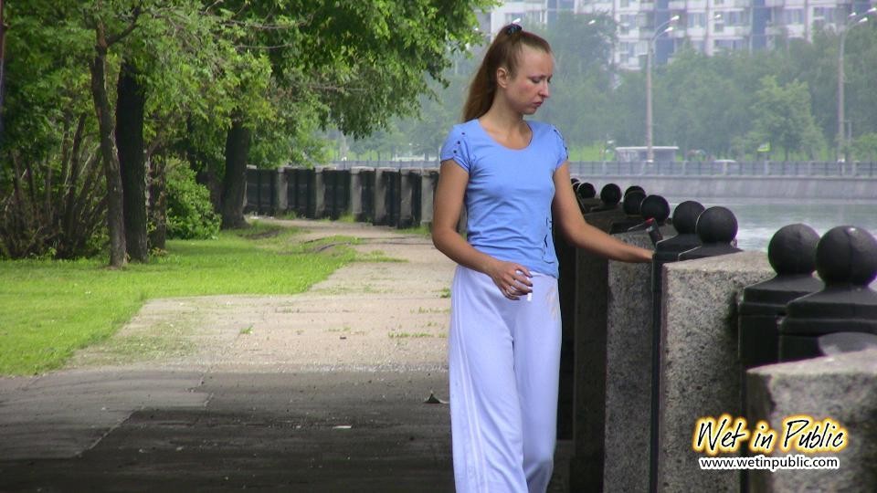 Once this cutie starts wetting herself outdoors she just can't stop