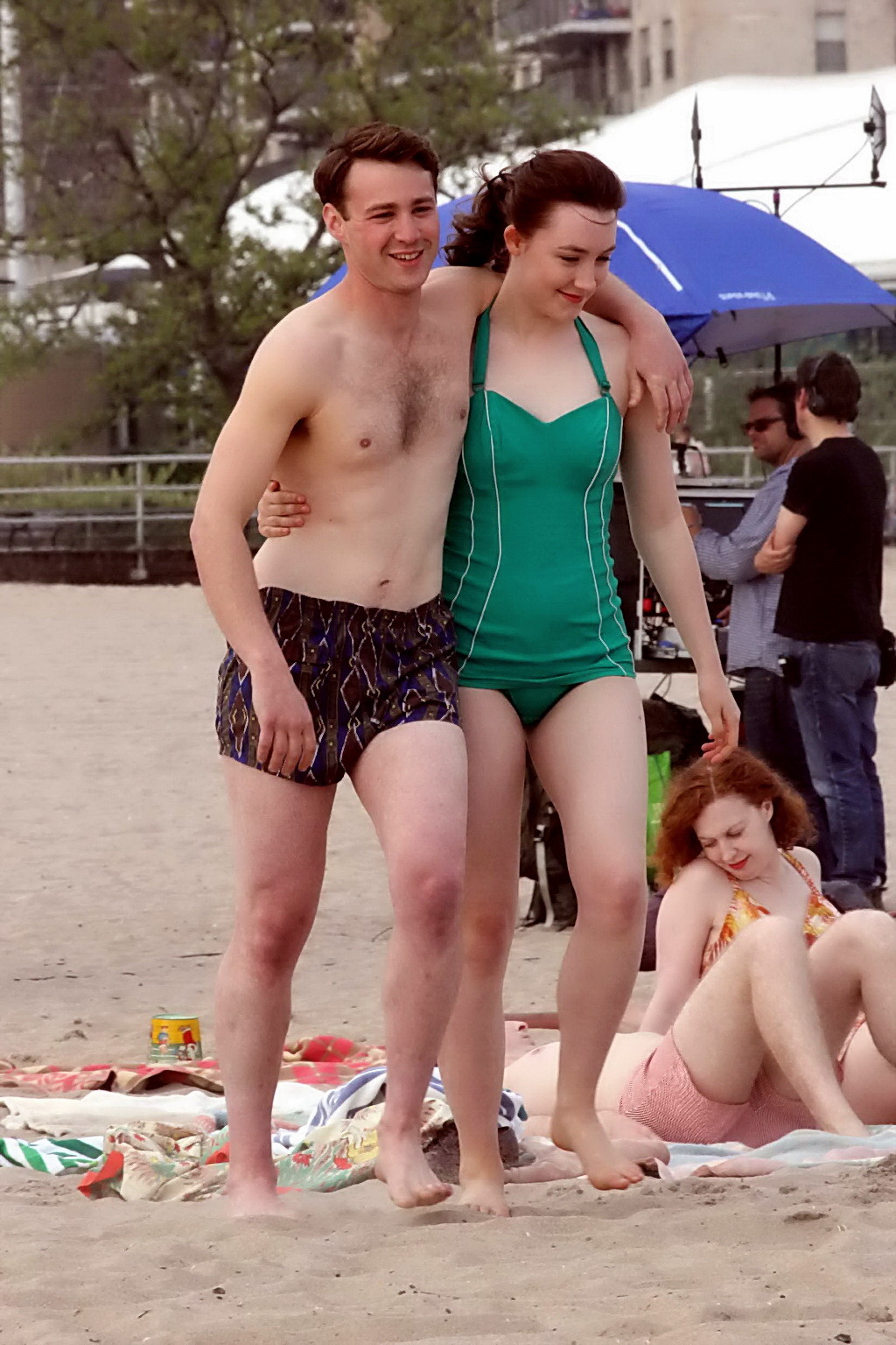 Saoirse Ronan Booty Wearing Retro Green Swimsuit At The Beach In New York Porn Pictures Xxx 3759