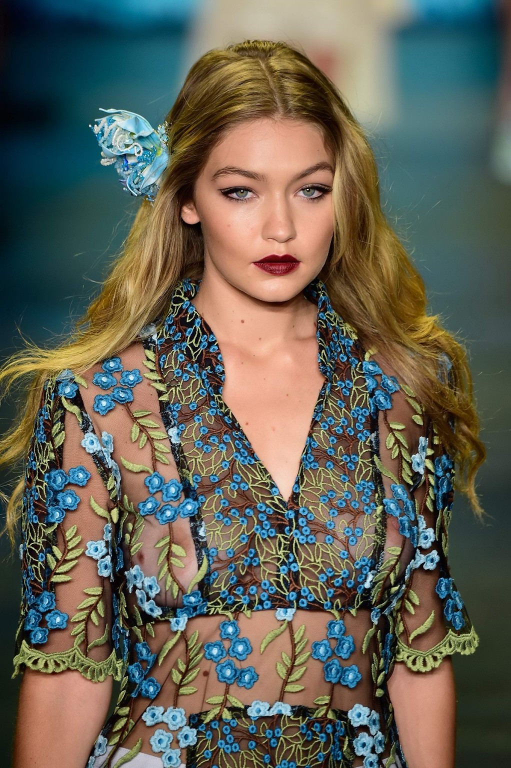 Gigi Hadid seethru showing off her boobs on runway #75152453