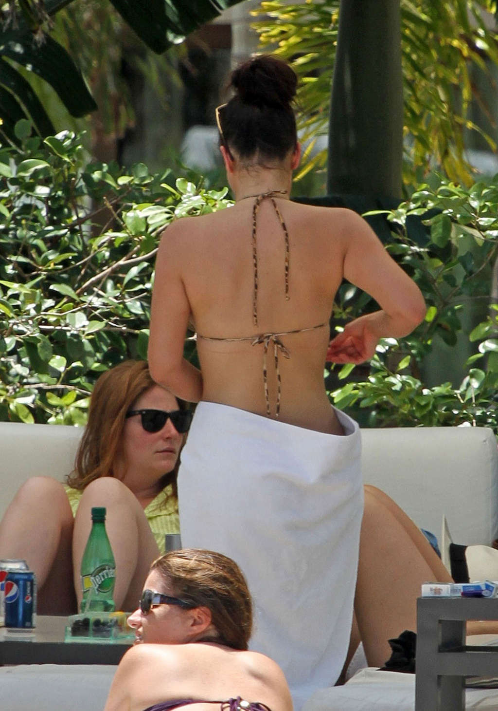 Kim kardashian in leopard print bikini on pool paparazzi pictures and exposing h
 #75345122