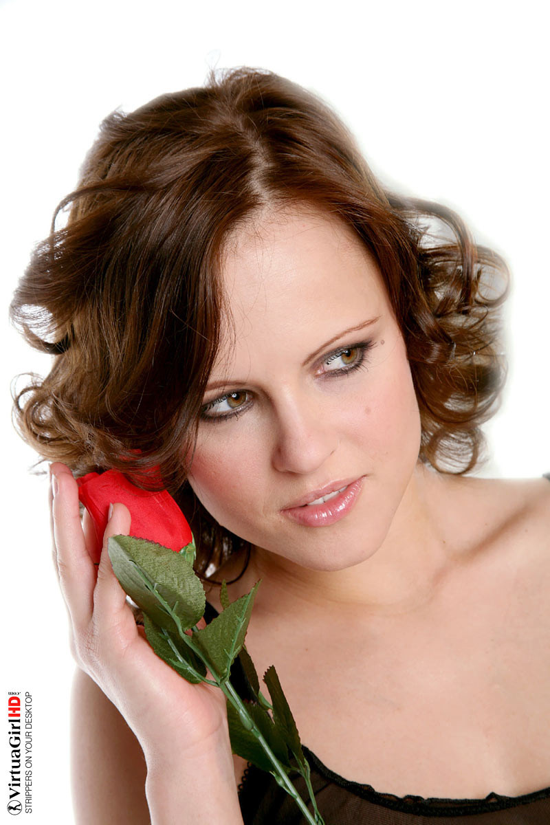 Delicious brunette Monica Sweet posing with a rose #72833889