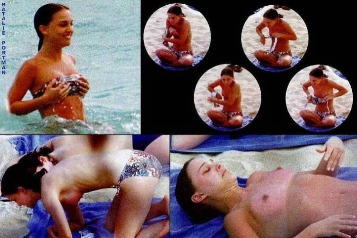 Niedliche Schauspielerin Natalie Portman nackt am Strand
 #75369388