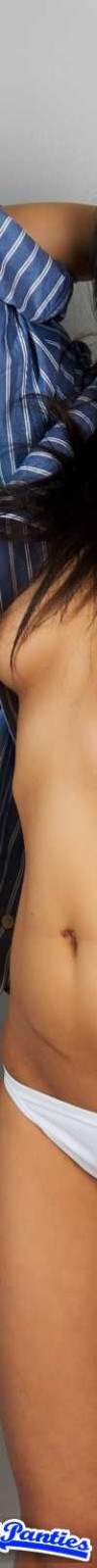 Kaylee white cotton bikini panties and mens shirt #72639465