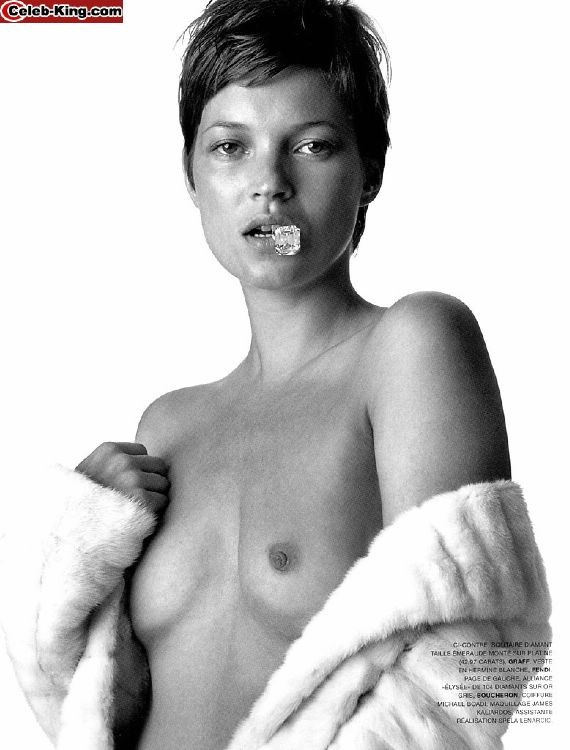 Hot celebrity Kate Moss naked showing off with tiny boobs #75391190