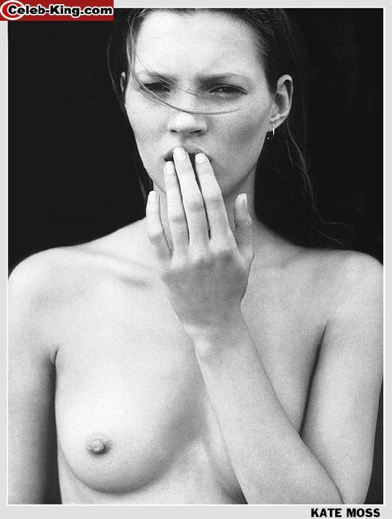 Hot celebrity Kate Moss naked showing off with tiny boobs #75391214