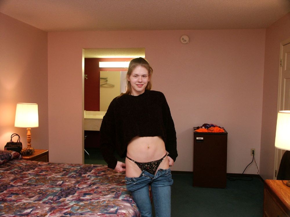 Nervous First Time Blonde Strips For Cash In Motel Room #73908925